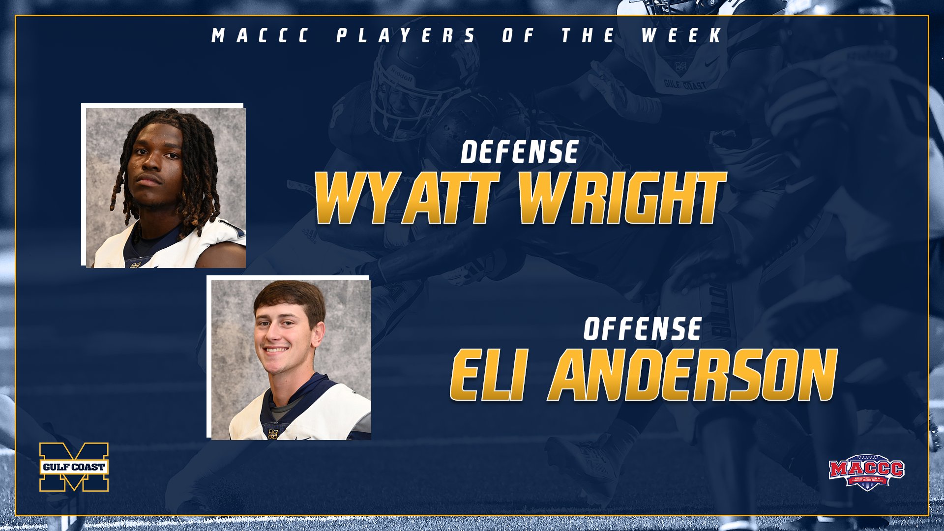 Wright, Anderson win MACCC Player of the Week