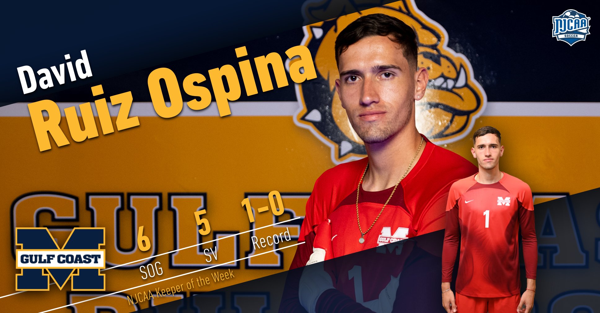 Ruiz Ospina earns NJCAA Keeper of the Week